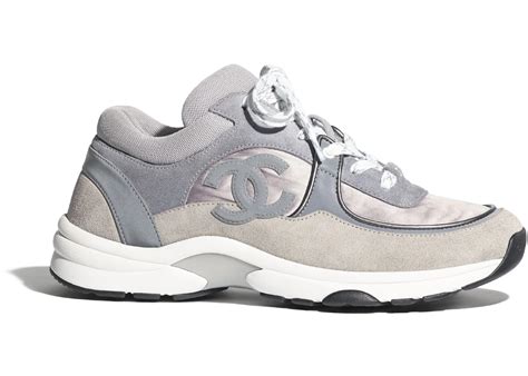 chanel low top trainer cc grey|brown Chanel sneakers.